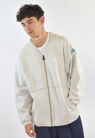 VINTAGE 90S GREY ADIDAS EQUIPMENT ZIP UP SWEATSHIRT