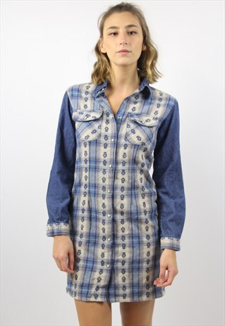 VINTAGE FLANNEL STYLE SHIRT DRESS