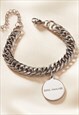 AUDREY HEPBURN CHUNKY CURB CHAIN BRACELET SILVER