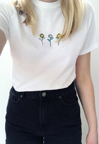 shirts asos marketplace sunflower embroidery shirt tops