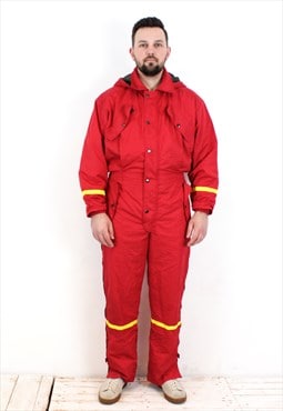 VINTAGE Mens Ski Suit Snowsuit Hooded Jumpsuit Overalls 