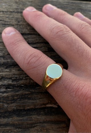 GOLD SIGNET RING 925 STERLING SILVER ADJUSTABLE STACK RING