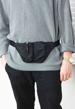 VINTAGE BLACK BUM BAG 90S X 5.6