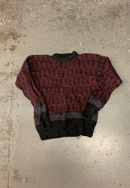 GANT Knit Jumper Red Abstract Patterned Sweater 