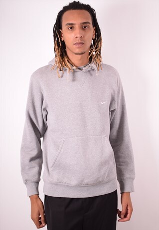 NIKE MENS VINTAGE HOODIE JUMPER LARGE GREY 90S
