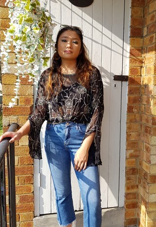 VINTAGE 1980S BEADED SHEER FESTIVAL BLOUSE