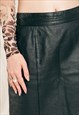 VINTAGE LEATHER SKIRT 80S MIDDLE RISE MIDI IN BLACK