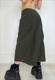 VINTAGE Y2K MIDI SKIRT CARGO KHAKI UTILITY GRUNGE 90S BOHO