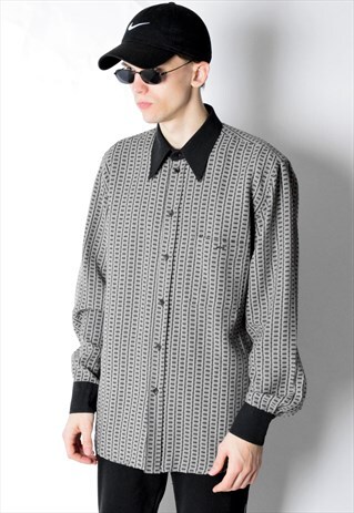 VINTAGE 90S GREY CHECK LONG SLEEVE SHIRT