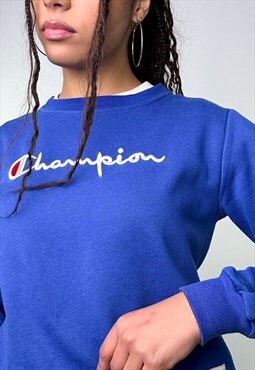 Blue 90s Champion Spellout Sweatshirt