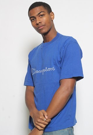 VINTAGE CHAMPION LOGO T-SHIRT BLUE