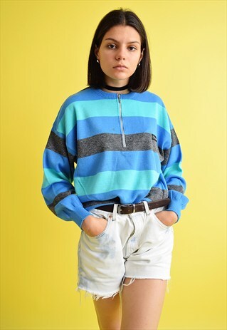 80'S RETRO STRIPED KNITTED JUMPER TOP