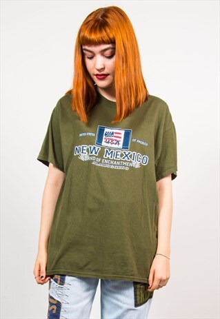 VINTAGE 90'S GREEN USA NEW MEXICO TOURIST T-SHIRT