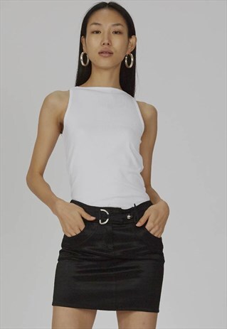 VINTAGE 90'S BLACK VERSACE BUCKLE MINI SKIRT