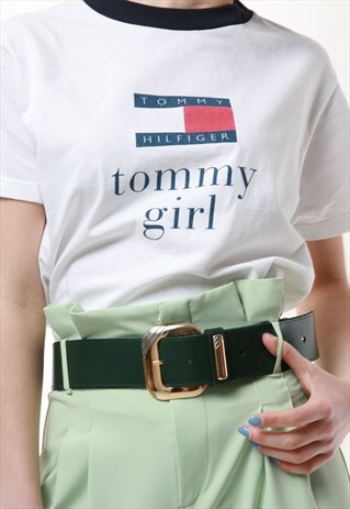 90S VINTAGE TOMMY HILFIGER WHITE BIG LOGO TSHIRT 1502