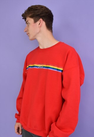 G&G UNISEX RED RAINBOW RIBBON SWEAT