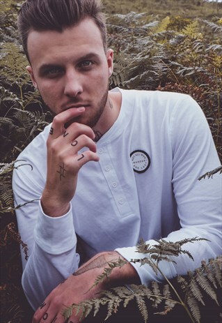 'NOT ALL WHO WANDER ARE LOST' LONG SLEEVE HENLEY T-SHIRT