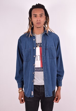 LEVI'S MENS VINTAGE DENIM SHIRT MEDIUM BLUE 90S