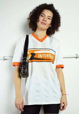 VINTAGE 70S LOGOMANIA T-SHIRT TOP TEE WHITE
