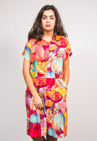 VINTAGE 90'S MULTICOLOUR FRUIT PATTERN PLAYSUIT