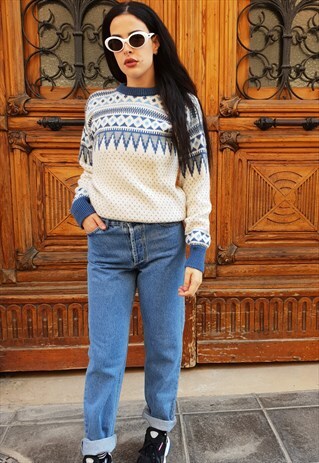 VINTAGE 80S CLASSIC WOOL KNITWEAR JUMPER OVERSIZE COD.8-117