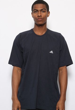 VINTAGE ADIDAS LOGO T-SHIRT NAVY BLUE