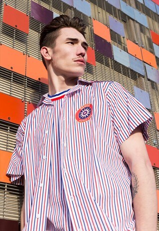 DEMOS STRIPED FC LOGO FRENCH COTTON SHIRT FOOTBALL