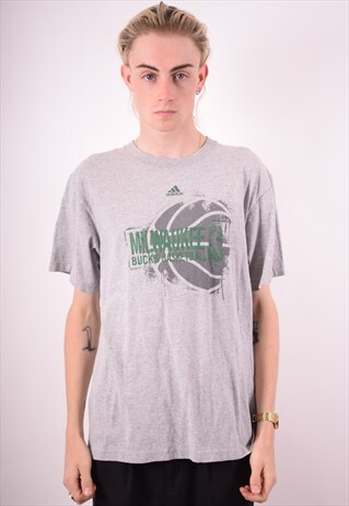 ADIDAS MENS VINTAGE T-SHIRT TOP LARGE GREY 90S