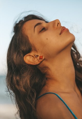 ORANGE CORAL STATEMENT STUD EARRINGS