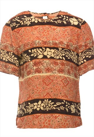 VINTAGE SHORT SLEEVE PRINTED TOP - M