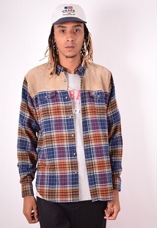 CARRERA MENS VINTAGE FLANNEL SHIRT XL MULTI CHECK 90S