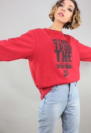 VINTAGE RETRO OVERSIZED RED NIKE SWEATER SWEATSHIRT