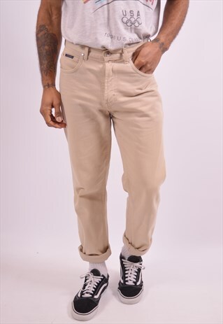VALENTINO MENS VINTAGE JEANS W32 L30 BEIGE 90S