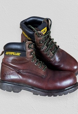 CAT Caterpillar Brown Steel Toe Work Boots Mens UK 10