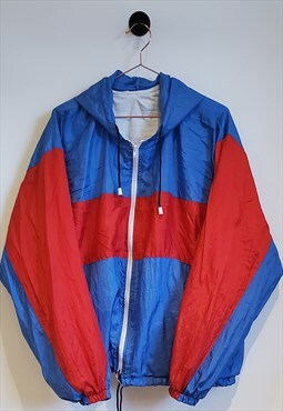 Vintage 90s Hooded Colour Block Windbreaker Jacket Size XXL