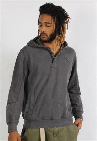 VINTAGE PUMA 1/4 ZIP HOODIE GREY