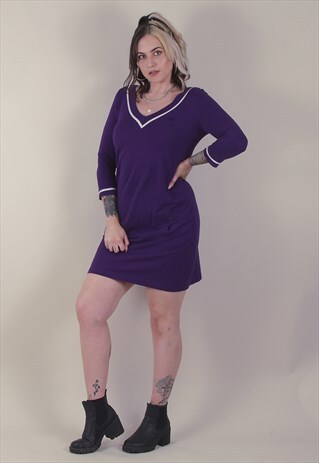 VINTAGE LACOSTE PURPLE MINI DRESS LONG SLEEVE /A11013