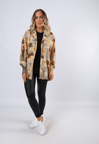 SILK SHIRT PRINT PATTEREND OVERSIZED FITTED UK 14 -16 (BA-N