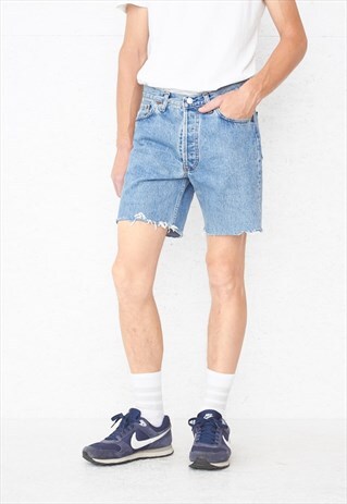 VINTAGE RETRO LIGHT BLUE LEVI'S 524 FIT DENIM SHORTS