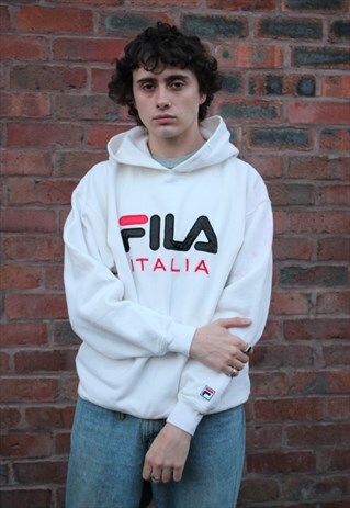 VINTAGE WHITE FILA LOGO HOODIE