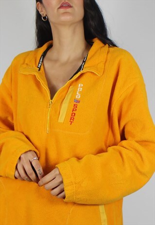 VINTAGE RARE POLO RALPH LAUREN FLEECE JACKET W LOGO FRONT