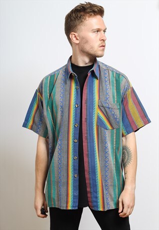 VINTAGE AZTEC PATTERNED SHIRT