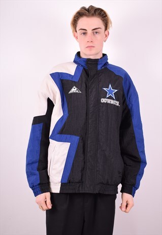 MENS VINTAGE NFL COWBOYS JACKET MEDIUM BLACK 90S