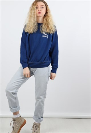 VINTAGE PUMA LARGE BLUE APPLIQUE LOGO SWEATSHIRT