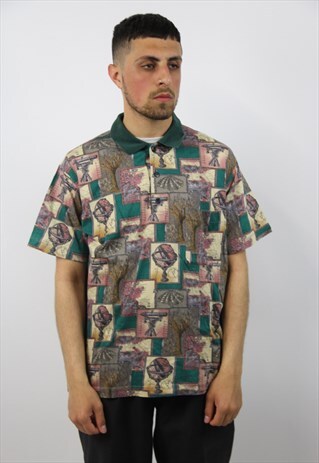 VINTAGE PATTERN POLO-SHIRT