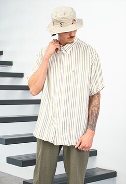 Vintage 90s Short Sleeves Striped Printed Shirt