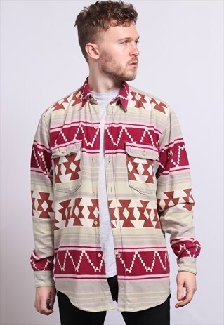 VINTAGE AZTEC PATTERNED SHIRT