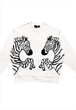 Unisex white zebra sweatshirt