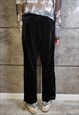 THREE STRIPE VELVET JOGGERS BUTTERFLY CLIP ON OVERALLS BLACK