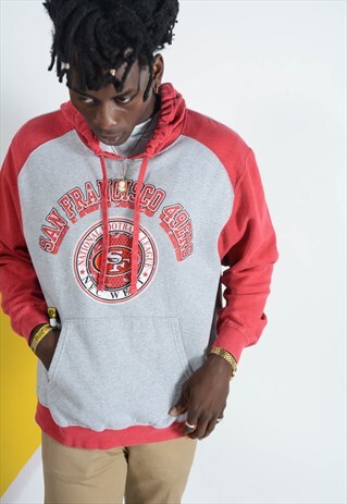 VINTAGE NFL HOODIE IN GREY WITH PRINT.